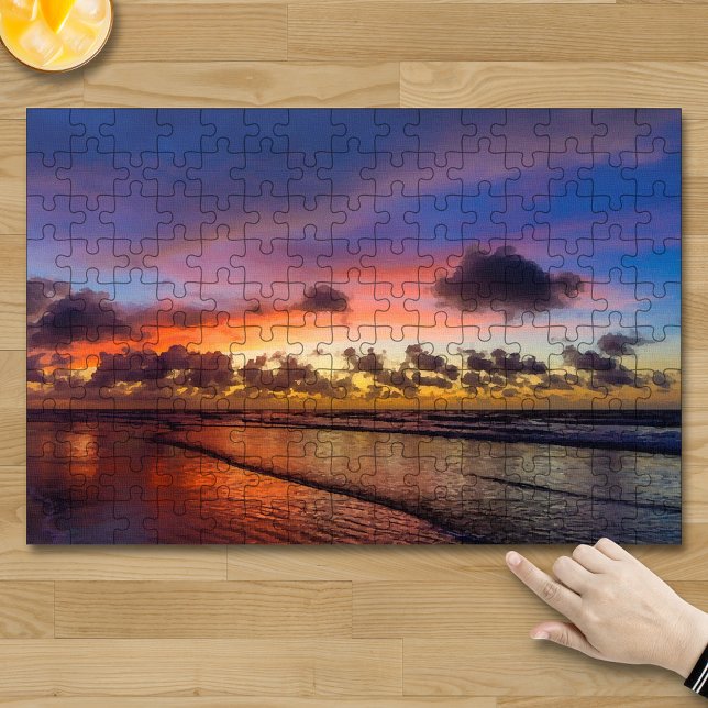 Beach Sunset Blue Cloudy Sky Jigsaw Puzzle (Creator Uploaded)