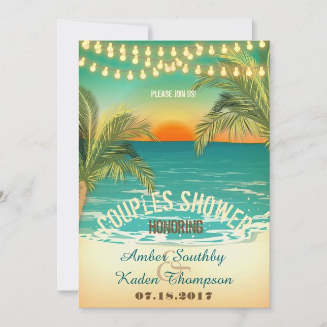 Beach Sunset Couples Wedding Shower Invitation (Front)