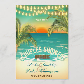 Beach Sunset Couples Wedding Shower Invitation