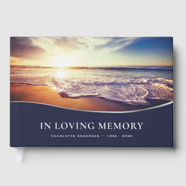 Beach Sunset Funeral Guest Book (Front)