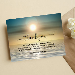 Beach Sunset Funeral Thank You Card 