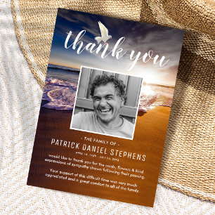 Beach Sunset Funeral Thank You Card