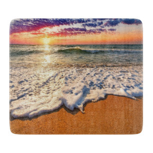 Beach Sunset Glass Cutting Board