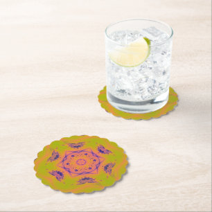 Beach Sunset Gradient Contrast Mandela Paper Coaster