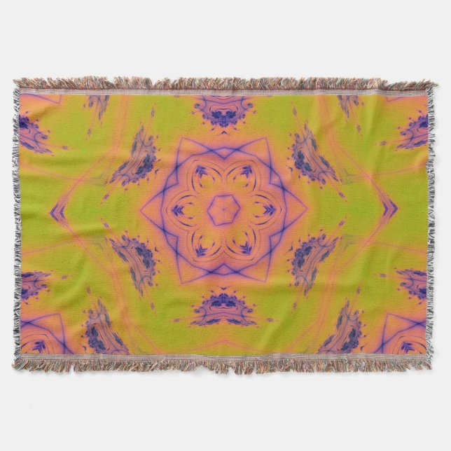 Beach Sunset Gradient Contrast Mandela Throw Blanket (Front)