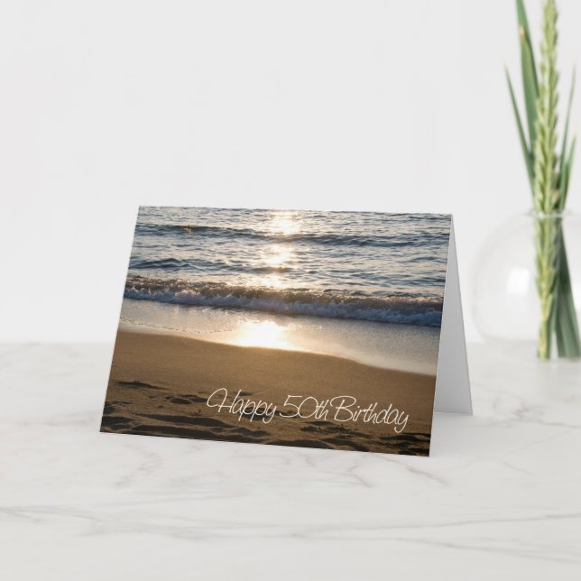 Beach Sunset Happy 50th Birthday Card (Front)
