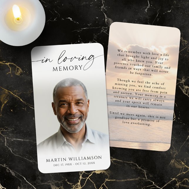 Beach Sunset In Loving Memory Photo Prayer Card (Creator Uploaded)