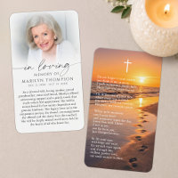 Beach Sunset Memorial Prayer Card with Poem