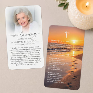 Beach Sunset Memorial Prayer Card with Poem