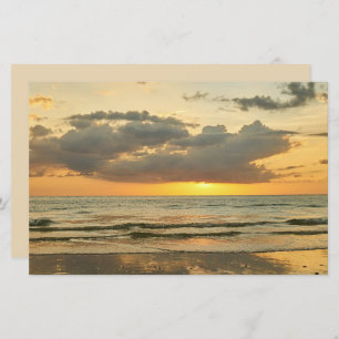 Beach sunset ocean sea cloudy sky scrapbook paper
