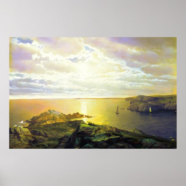 Beach Sunset Painting Poster (Front)