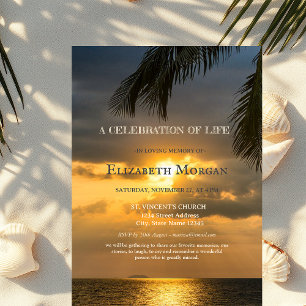 Beach Sunset Palm Celebration Of Life  Invitation