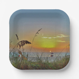 Beach Sunset Paper Plate