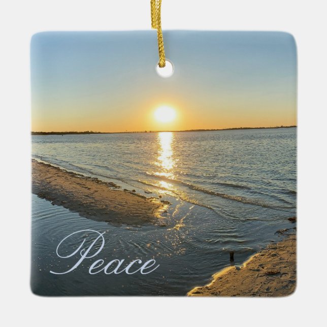 Beach Sunset Peace Ornament Sign (Front)