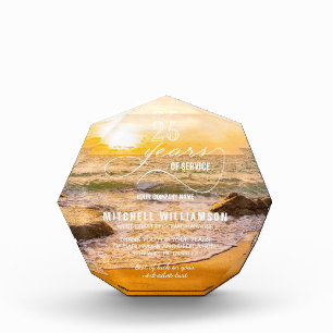 Beach Sunset Personalised Retirement Keepsake Acrylic Award
