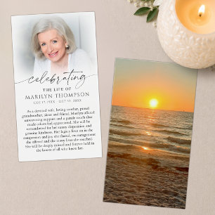Beach Sunset Photo Celebration of Life Prayer Card