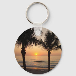 Beach Sunset Photography Nature Key Chain Art Tree