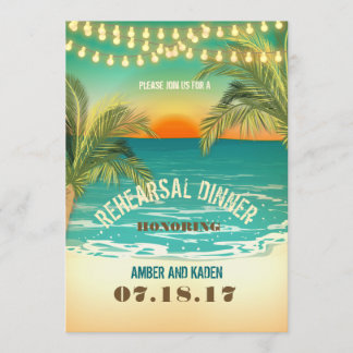 Beach Sunset Rehearsal Dinner 2 Invitation