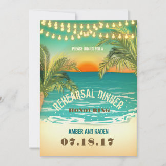 Beach Sunset Rehearsal Dinner Invitation