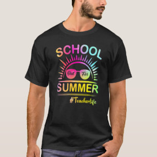 Beach Sunset Retro Teacher Life Schools Out For Su T-Shirt