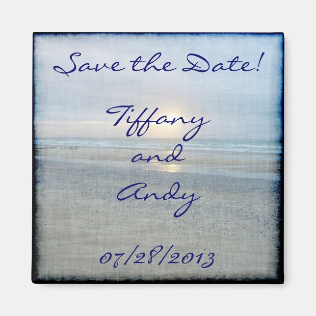Beach sunset save the date magnet (Front)