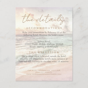 Beach Sunset Seaside/Oceanside Wedding Details Enclosure Card