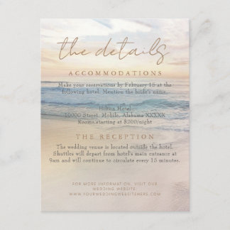 Beach Sunset Seaside/Oceanside Wedding Details Enclosure Card