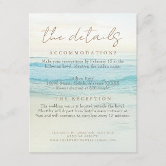 Beach Sunset Seaside/Oceanside Wedding Details Enclosure Card