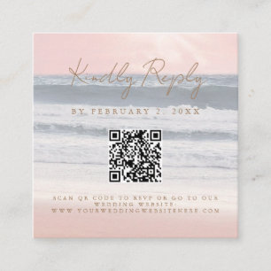 Beach Sunset Seaside Wedding Scan Code RSVP Enclosure Card