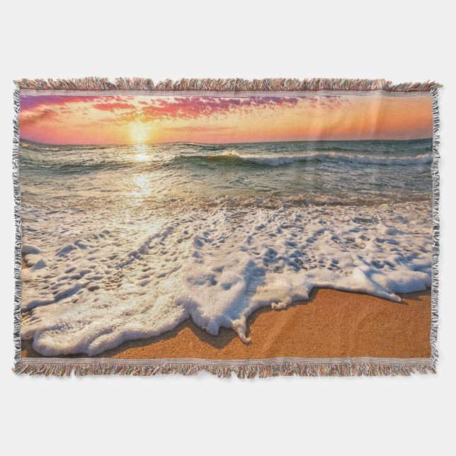 Beach Sunset Throw Blanket (Front)