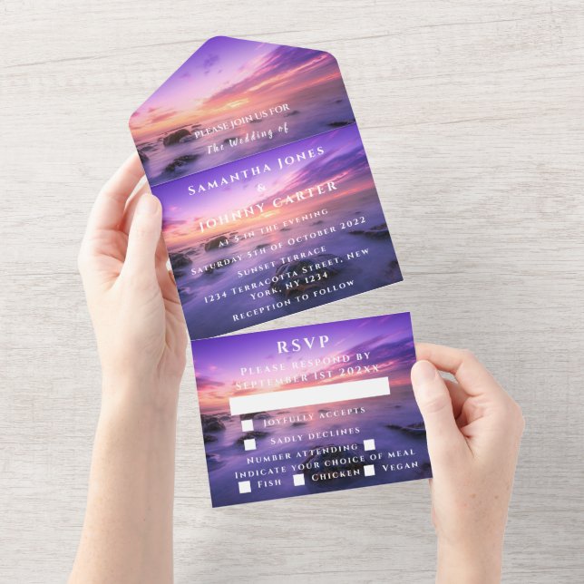 Beach Sunset Tropical Destination Hawaii Summer All In One Invitation (Tearaway)