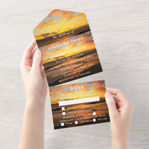 Beach Sunset Tropical Destination Hawaii Summer All In One Invitation