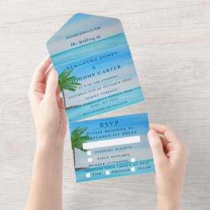 Beach Sunset Tropical Destination Hawaii Summer  All In One Invitation