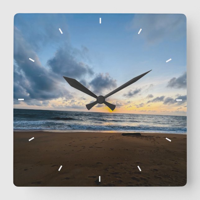 Beach Sunset Wall Clock | Ocean Coastal Decor  (Front)