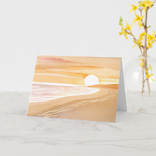 Beach Sunset Watercolor Beautiful Yellow Card