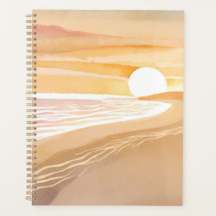 Beach Sunset Watercolor Beautiful Yellow Ocean Planner