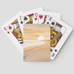 Beach Sunset Watercolor   Beautiful Yellow  Playing Cards