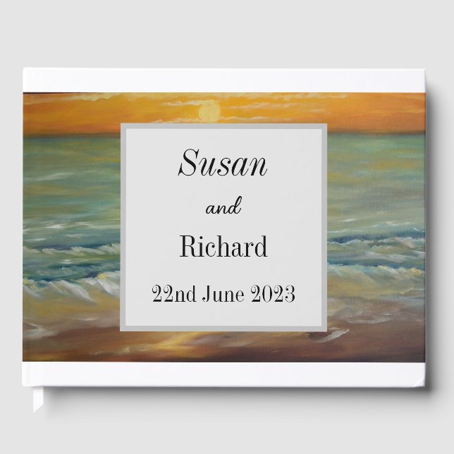 Beach sunset wedding Guest Book (Front)