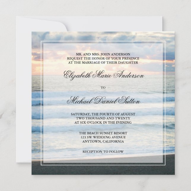 Beach Sunset Wedding Invitations (Front)