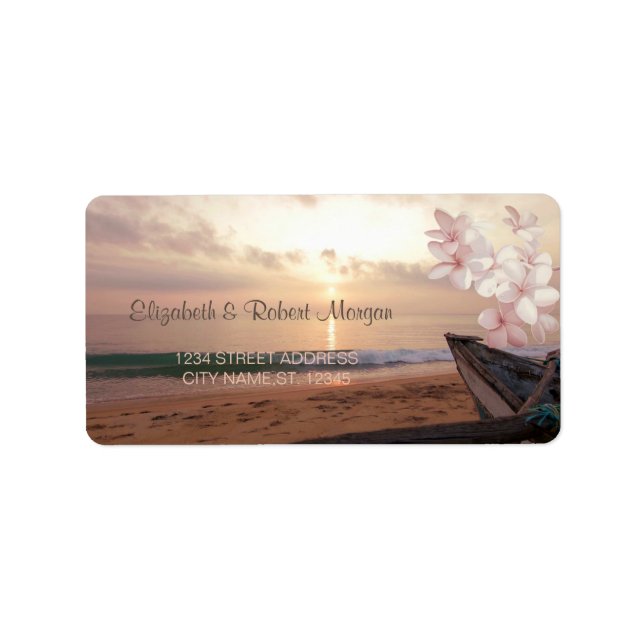 Beach Sunset Wedding,Plumeria Label (Front)