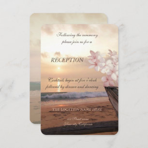 Beach Sunset Wedding,Plumeria Reception Invitation