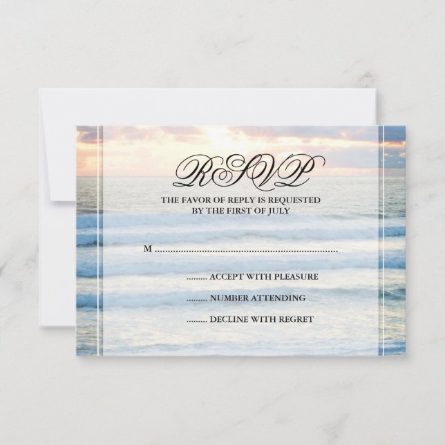 Beach Sunset Wedding Response Card (Front)