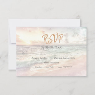 Beach Sunset Wedding RSVP Card