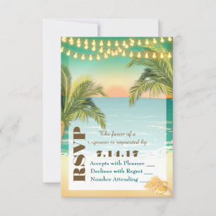 Beach Sunset Wedding RSVP Card
