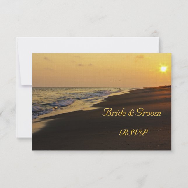 Beach Sunset Wedding RSVP Card (Front)