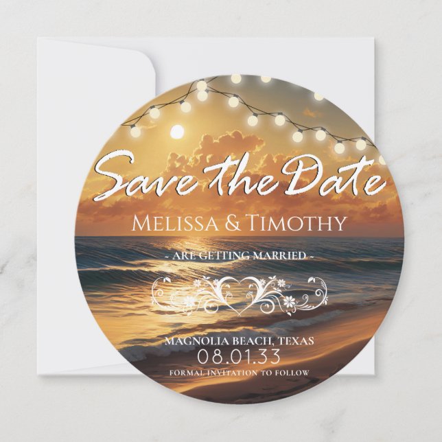 Beach Sunset Wedding Save the Date (Front)