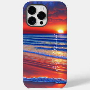 Beach Sunset with Personalised Name iPhone 14 Pro Max Case