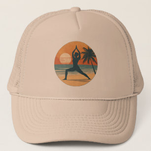 Beach Sunset Yoga Silhouette   Coastal Yogi Life Trucker Hat