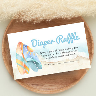 Beach Surf Baby on Board Baby Shower Diaper Raffle Enclosure Card