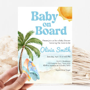 Beach Surf Baby on Board Baby Shower Invitation